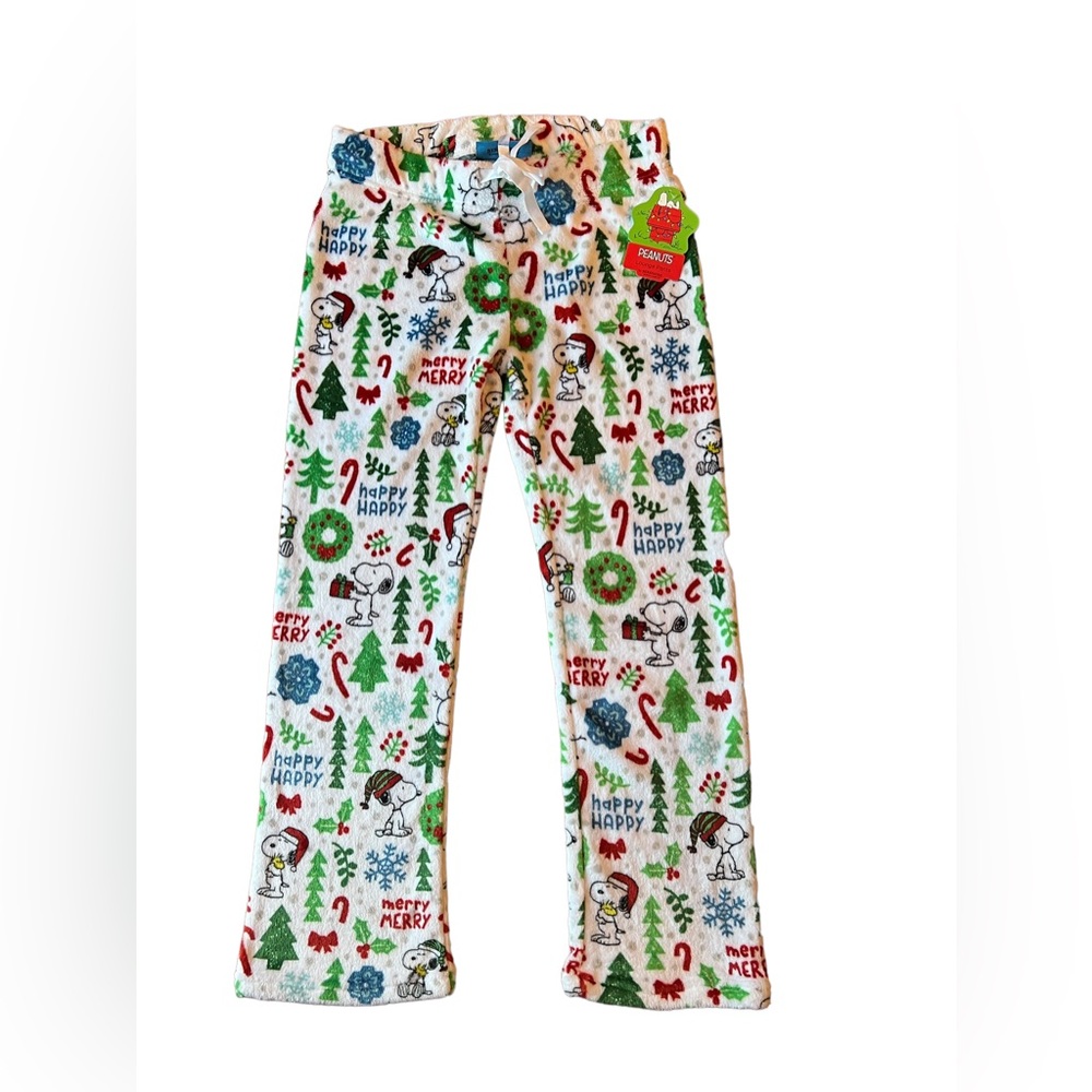 NWT Berkshire Peanuts Snoopy Christmas Fleece Pajama Lounge Pants S Woodstock